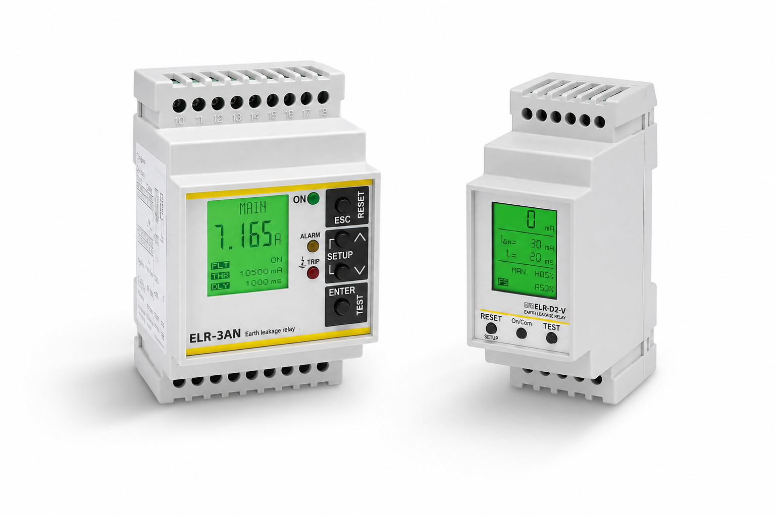 Earth leakage relays with built-in display type ELR-D2V, ELR-3AN (type A)